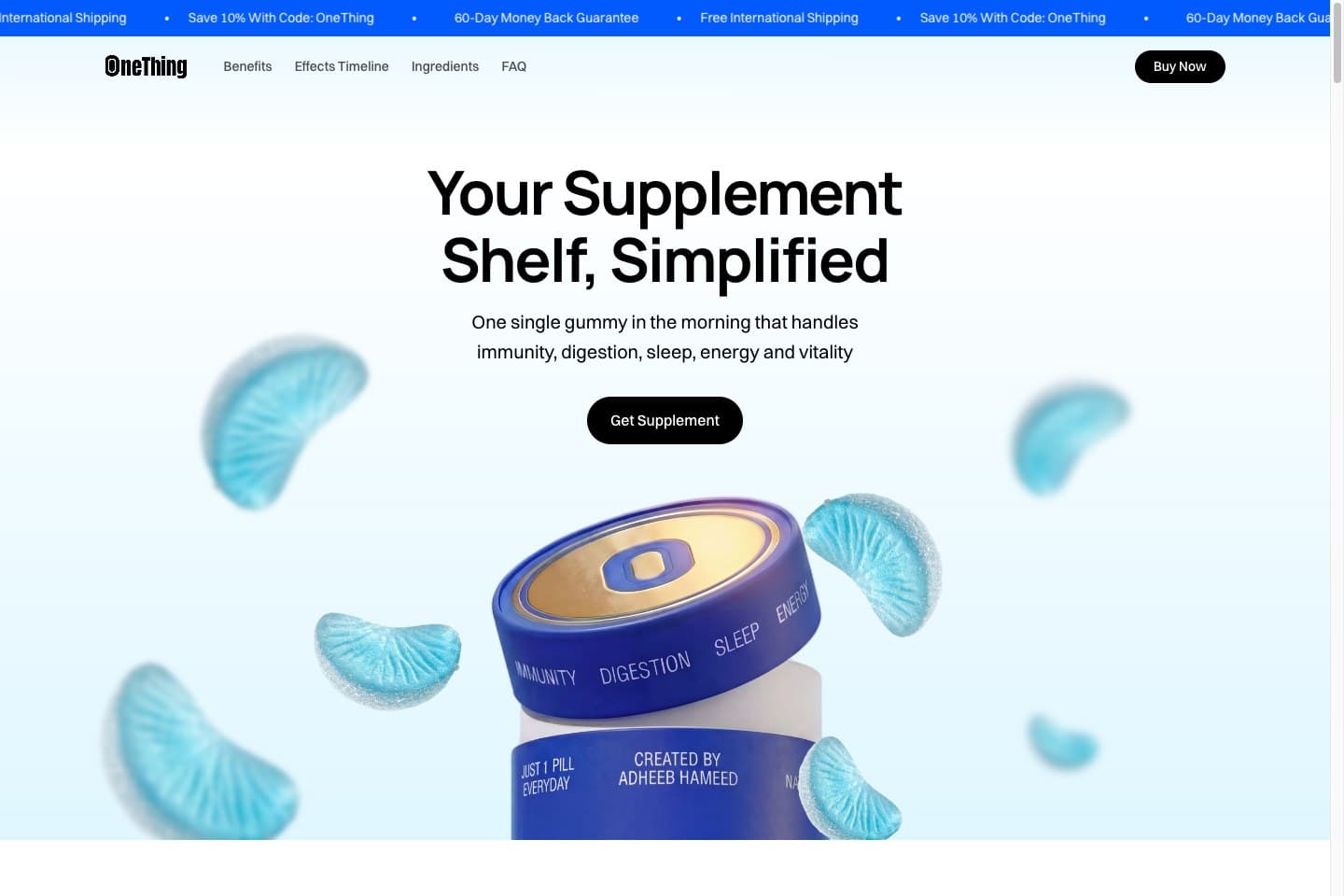 OneThing — Product-led storefront for a daily supplement gummy